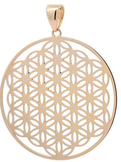 Anhänger Blume des Lebens mit 1,1 mm Goldkette 585-14 Karat Gold