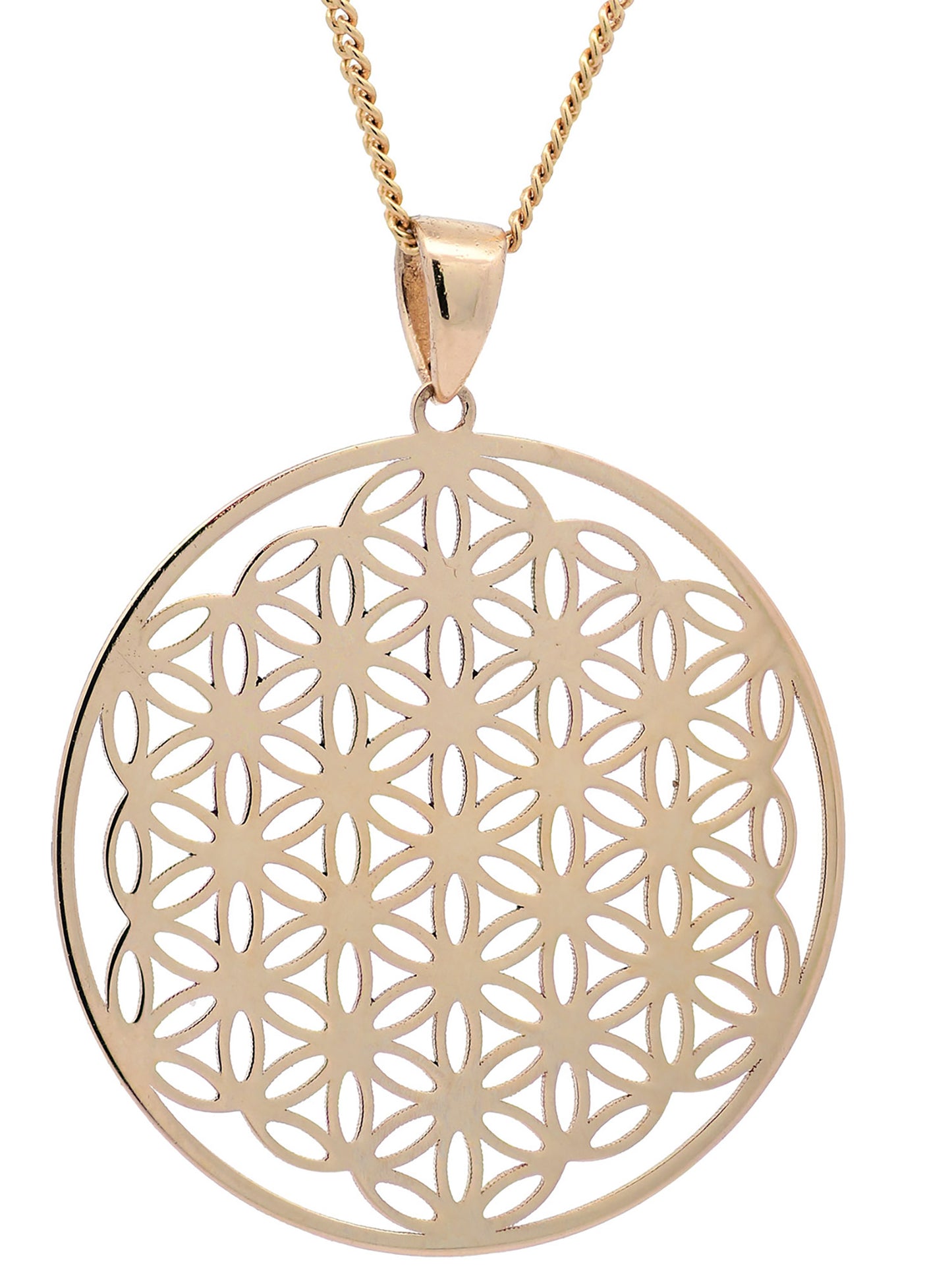 Anhänger Blume des Lebens mit 1,1 mm Goldkette 585-14 Karat Gold
