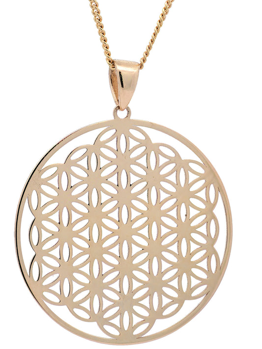 Anhänger Blume des Lebens mit 1,1 mm Goldkette 585-14 Karat Gold