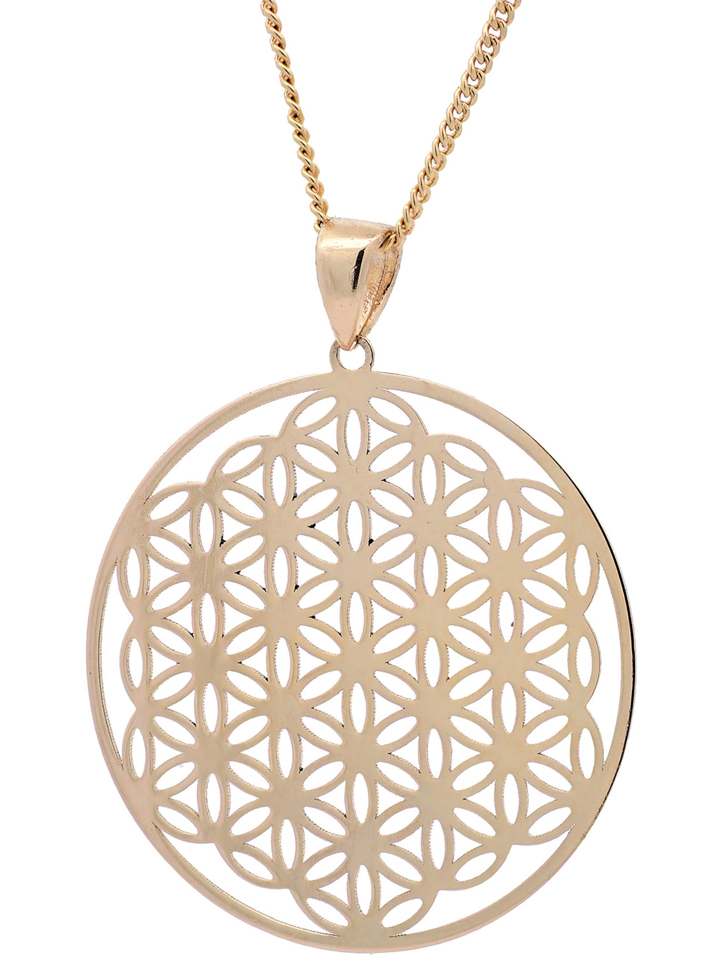 Anhänger Blume des Lebens mit 1,1 mm Goldkette 585-14 Karat Gold