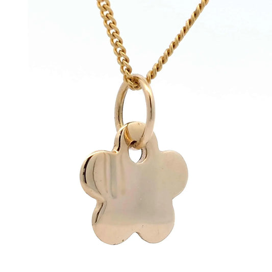 Anhänger Blume 585 14 Karat Gold mit massiver Goldkette 1,1 mm 585-14
