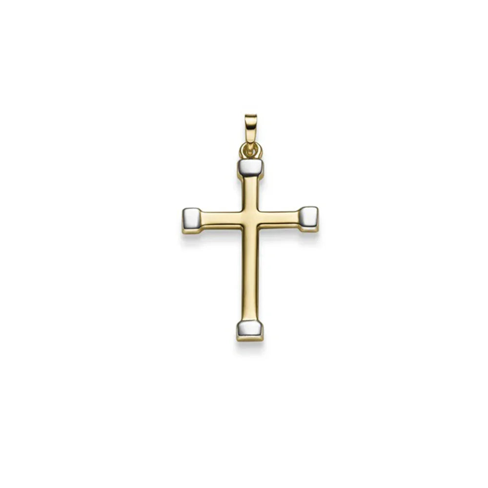 Anhänger Kreuz bi-color 585 Gold mit massiver Goldkette 1,1 mm