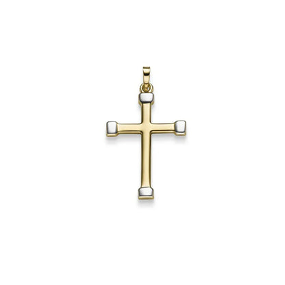 Anhänger Kreuz bi-color 585 Gold mit massiver Goldkette 1,1 mm
