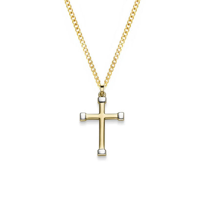 Anhänger Kreuz bi-color 585 Gold mit massiver Goldkette 1,1 mm