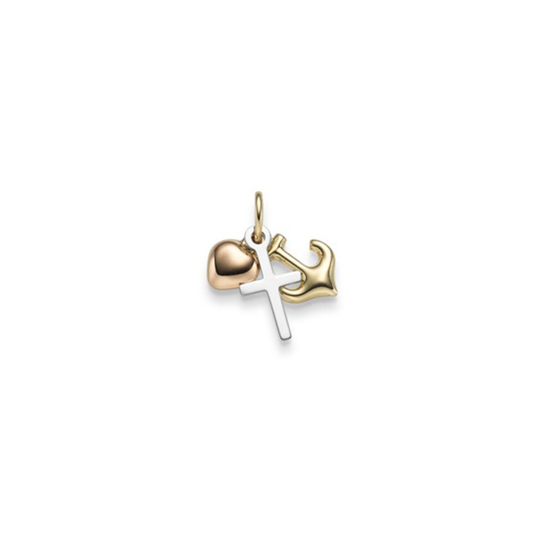 Anhänger Glaube Liebe Hoffnung 585 Gold mit massiver Goldkette 1,1 mm