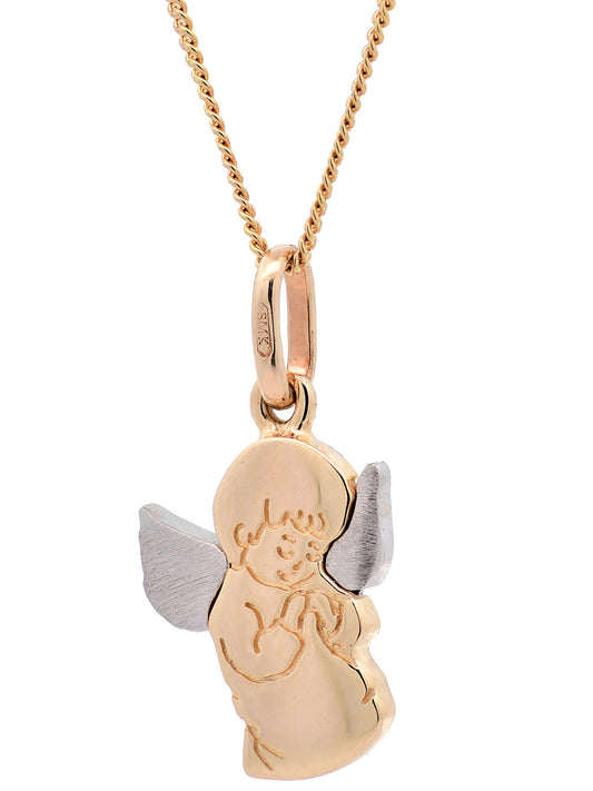Halskette Anhänger Engelchen mit 1,1 mm Goldkette 585-14 Karat Gold