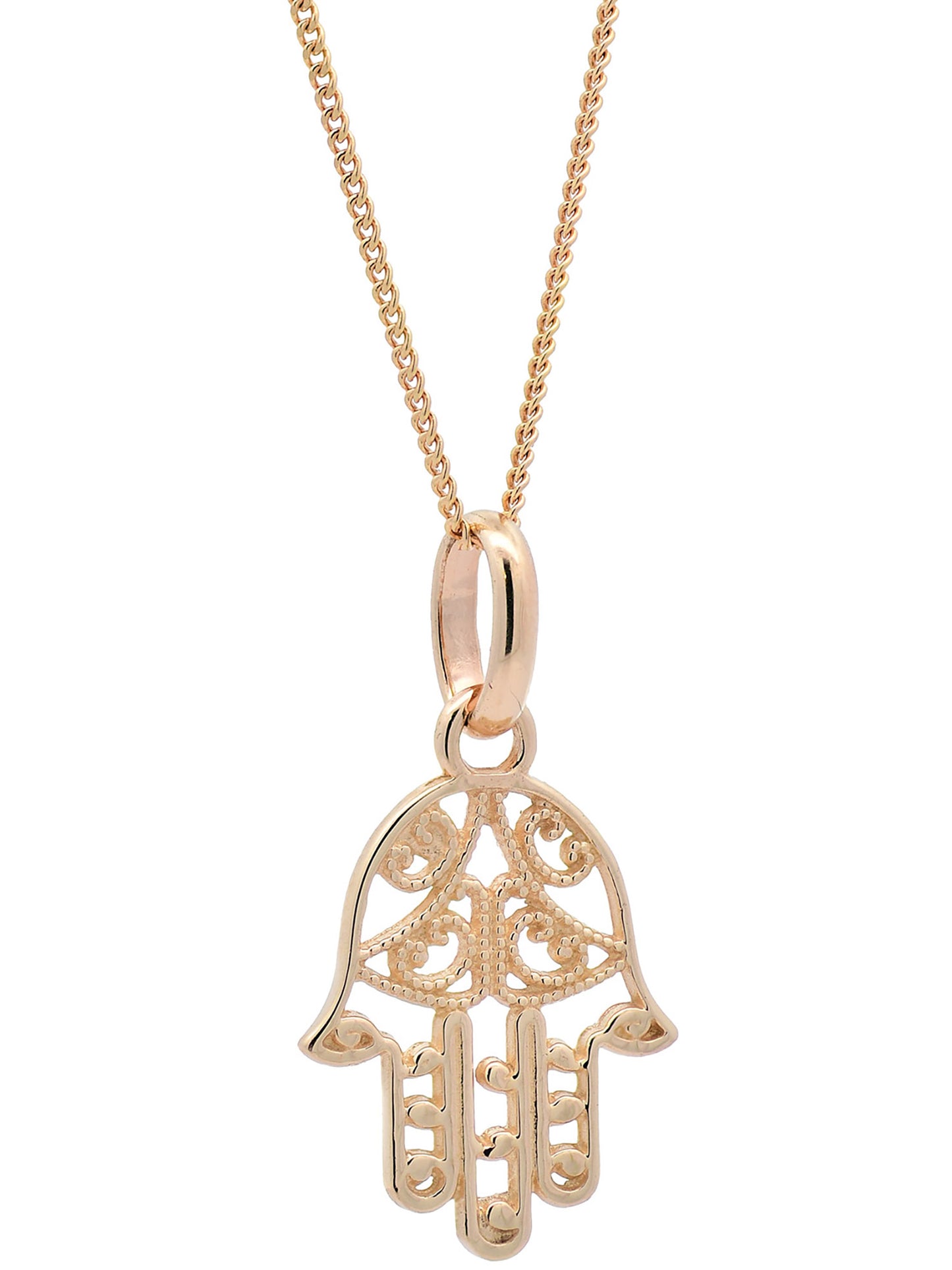 Halskette Anhänger Fatimas Hand mit 1,1 mm Goldkette 585-14 Karat Gold