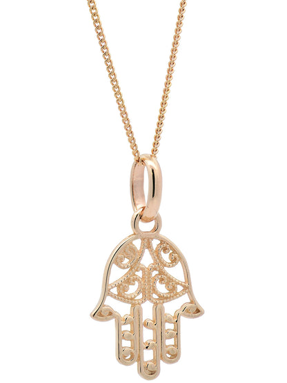 Halskette Anhänger Fatimas Hand mit 1,1 mm Goldkette 585-14 Karat Gold