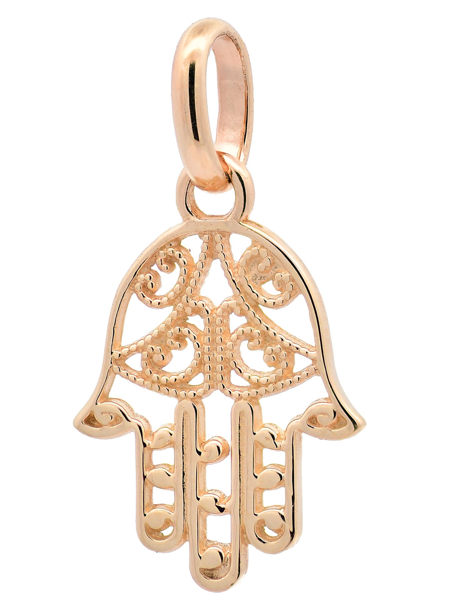 Halskette Anhänger Fatimas Hand mit 1,1 mm Goldkette 585-14 Karat Gold