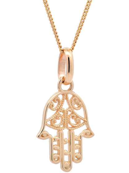 Halskette Anhänger Fatimas Hand mit 1,1 mm Goldkette 585-14 Karat Gold