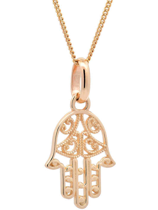 Halskette Anhänger Fatimas Hand mit 1,1 mm Goldkette 585-14 Karat Gold