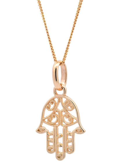 Halskette Anhänger Fatimas Hand mit 1,1 mm Goldkette 585-14 Karat Gold