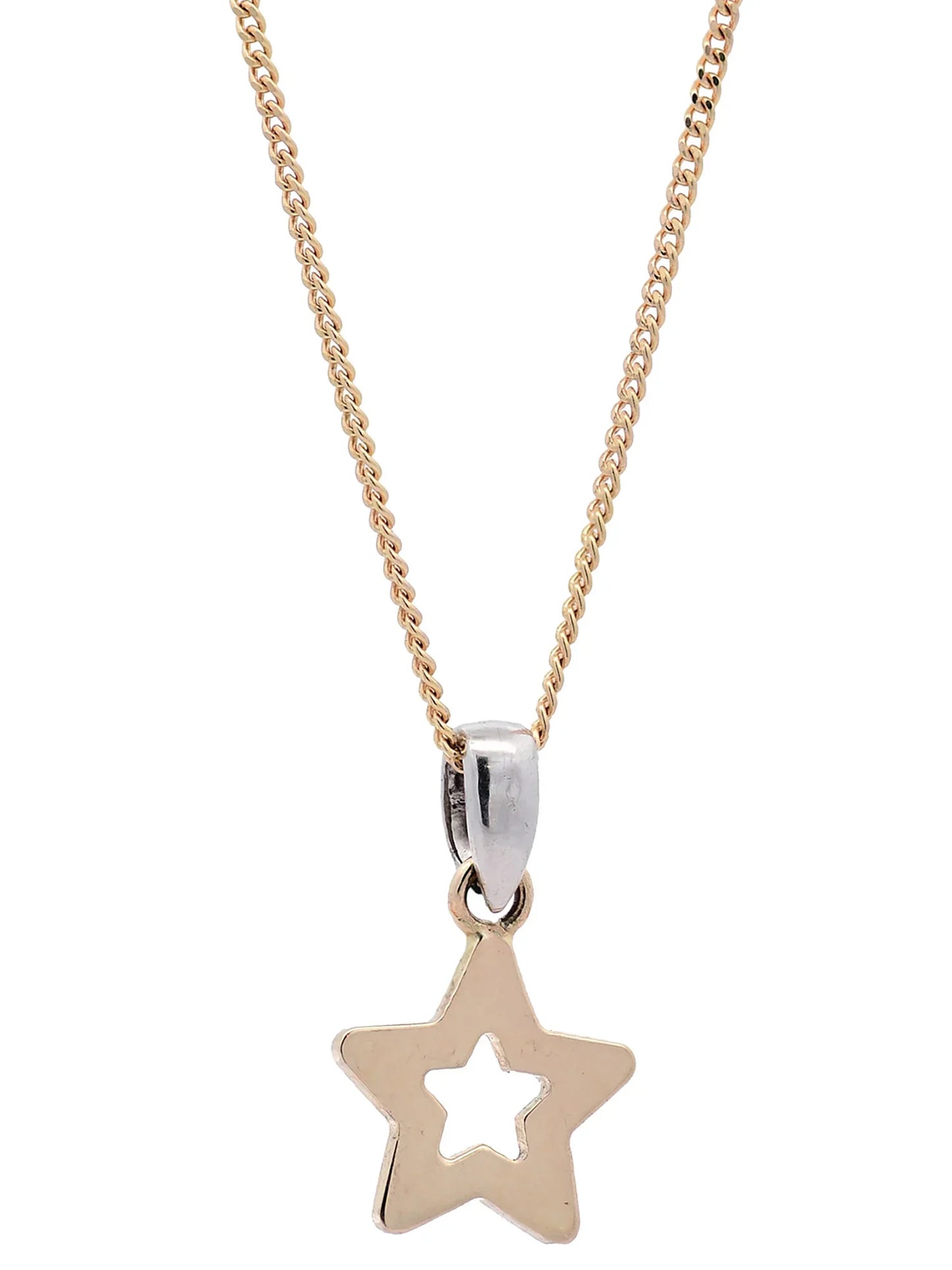 Halskette Anhänger Sternchen mit 1,1 mm Goldkette 585-14 Karat Gold