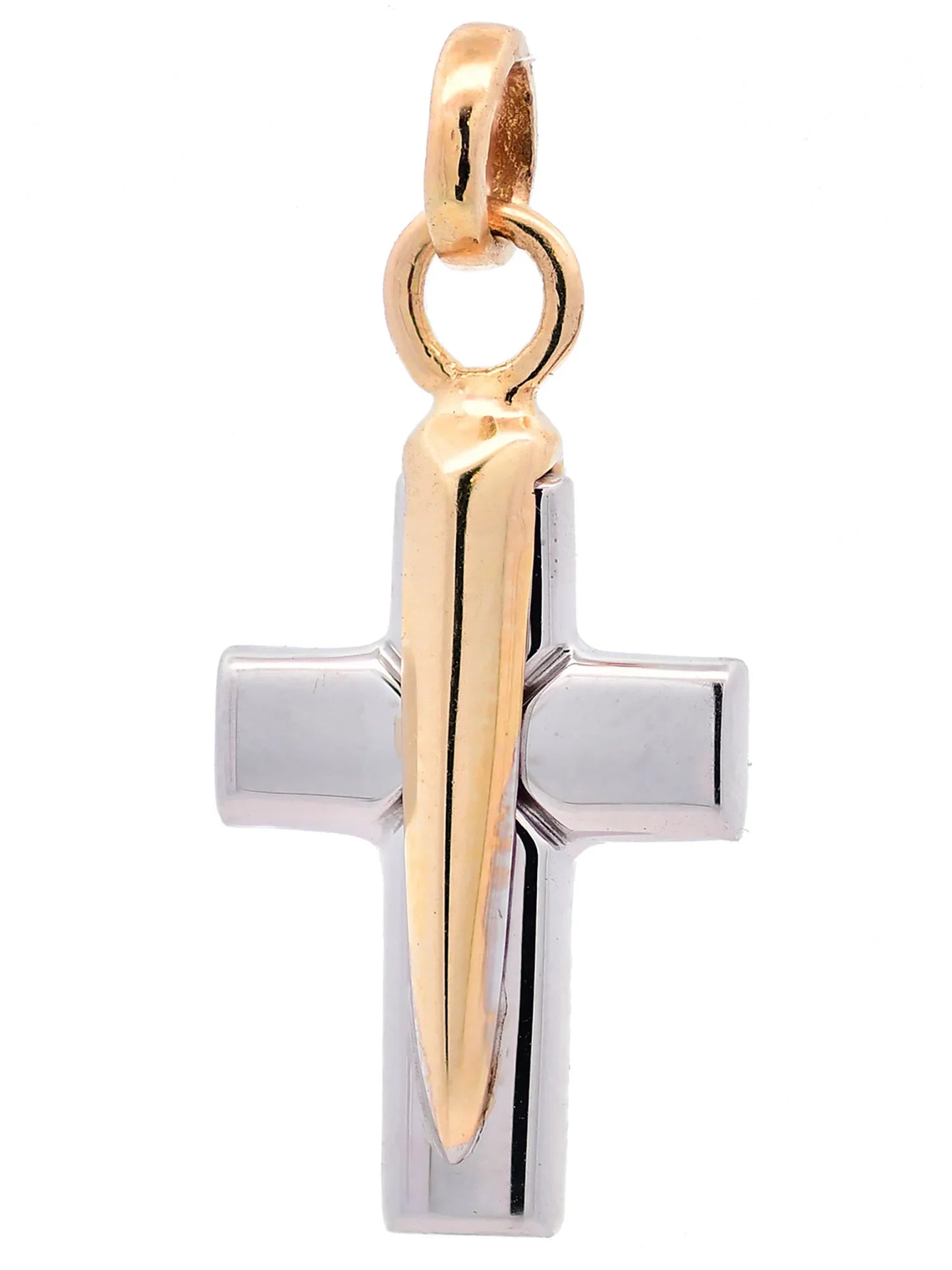 Halskette Anhänger Kreuz mit 1,1 mm Goldkette 585-14 Karat Gold
