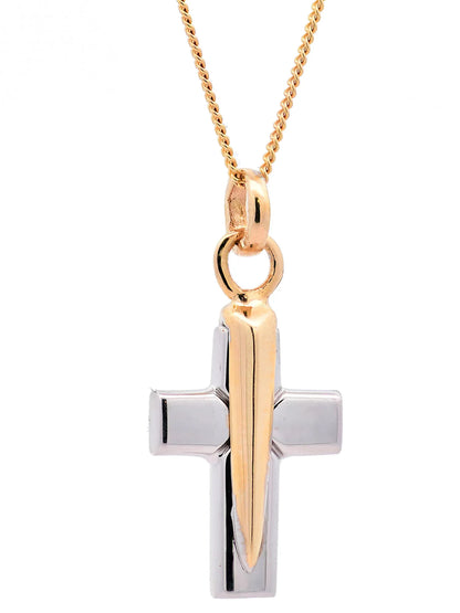 Halskette Anhänger Kreuz mit 1,1 mm Goldkette 585-14 Karat Gold