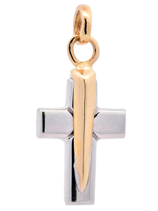 Anhänger für Halskette Kreuz echt massiv 585-14 Karat Gold