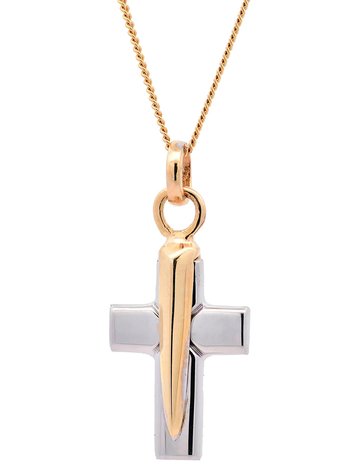 Anhänger für Halskette Kreuz echt massiv 585-14 Karat Gold