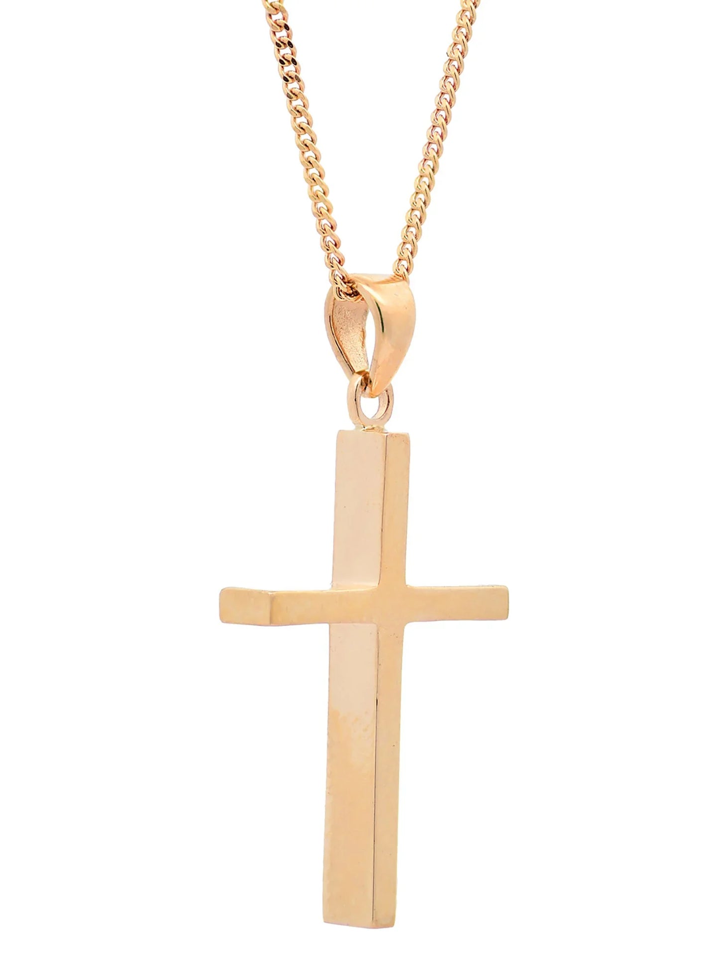 Halskette Anhänger Kreuz mit 1,1 mm Goldkette 585-14 Karat Gold