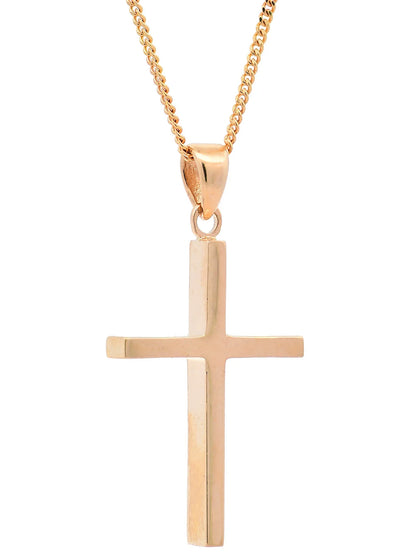 Halskette Anhänger Kreuz mit 1,1 mm Goldkette 585-14 Karat Gold