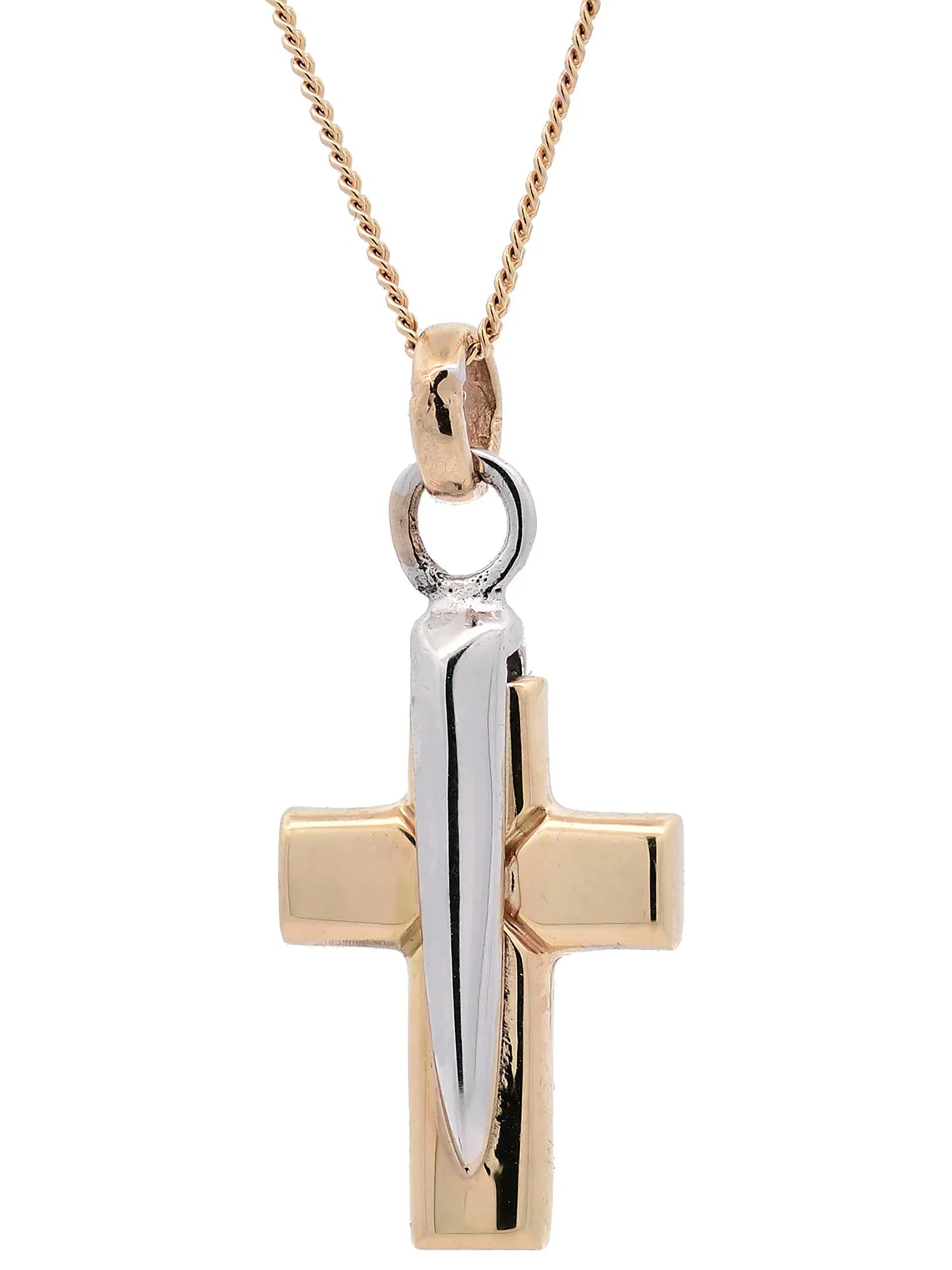 Halskette Anhänger Kreuz mit 1,1 mm Goldkette 585-14 Karat Gold
