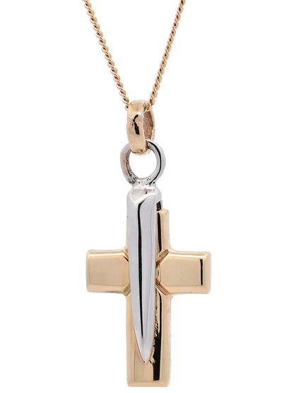 Halskette Anhänger Kreuz mit 1,1 mm Goldkette 585-14 Karat Gold