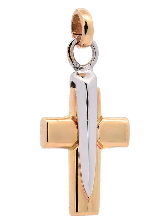 Anhänger für Halskette Kreuz echt massiv 585-14 Karat Gold