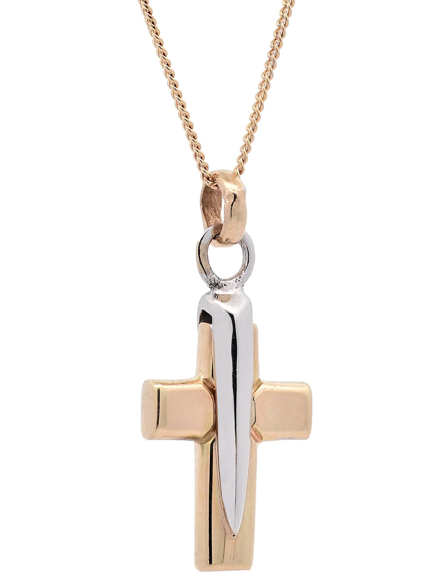 Anhänger für Halskette Kreuz echt massiv 585-14 Karat Gold