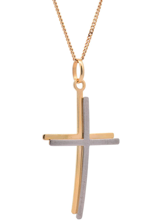 Halskette Anhänger Kreuz mit 1,1 mm Goldkette 585-14 Karat Gold