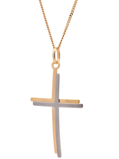 Halskette Anhänger Kreuz mit 1,1 mm Goldkette 585-14 Karat Gold