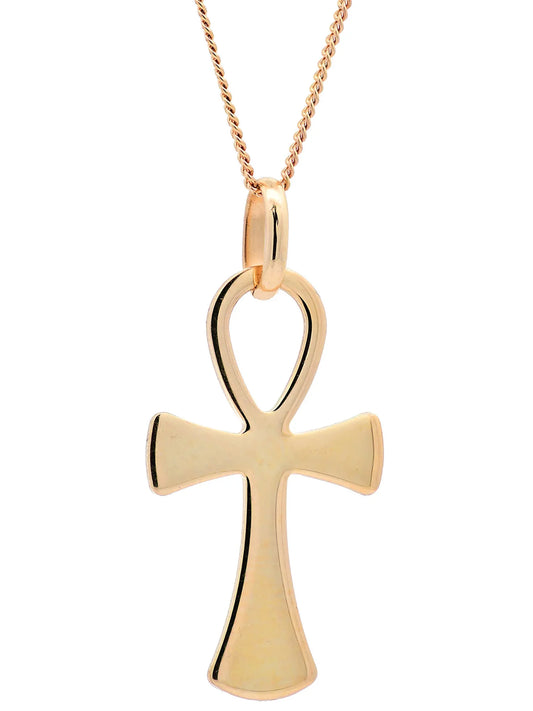 Halskette Anhänger Kreuz mit 1,1 mm Goldkette 585-14 Karat Gold