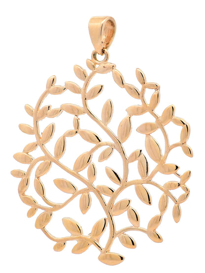 Halskette Anhänger Olivenzweig mit 1,1 mm Goldkette 585-14 Karat Gold