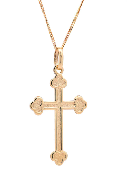 Halskette Anhänger Kreuz mit 1,1 mm Goldkette 585-14 Karat Gold