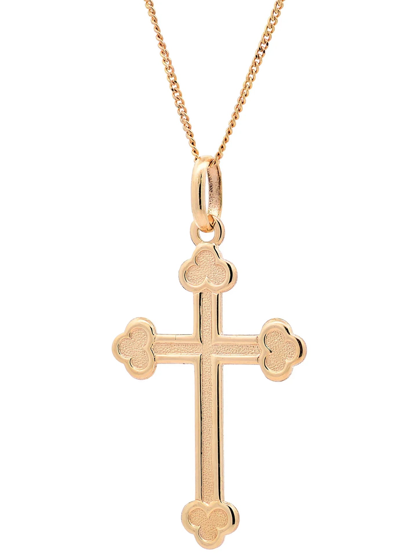 Halskette Anhänger Kreuz mit 1,1 mm Goldkette 585-14 Karat Gold