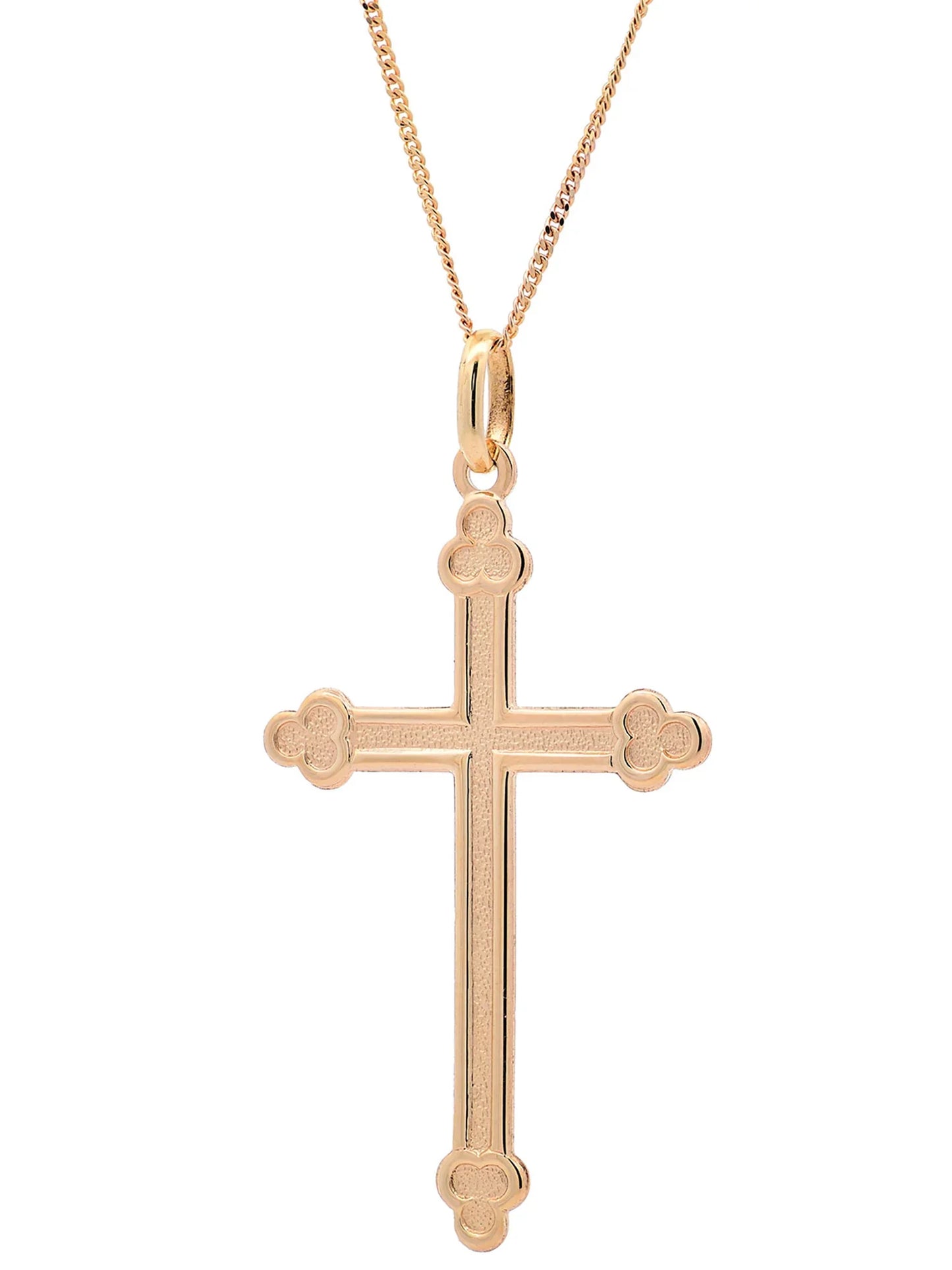 Halskette Anhänger Kreuz mit 1,1 mm Goldkette 585-14 Karat Gold