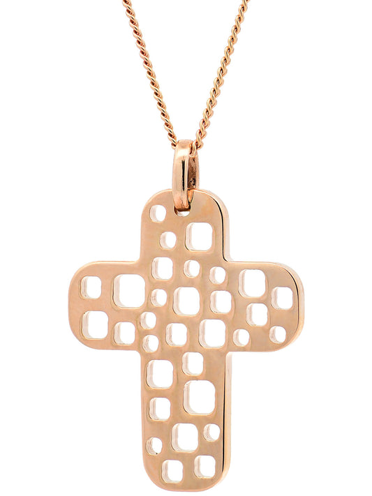 Halskette Anhänger Kreuz mit 1,1 mm Goldkette 585-14 Karat Gold