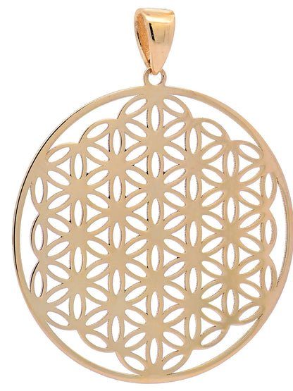 Anhänger für Halskette Blume des Lebens echt massiv 585-14 Karat Gold
