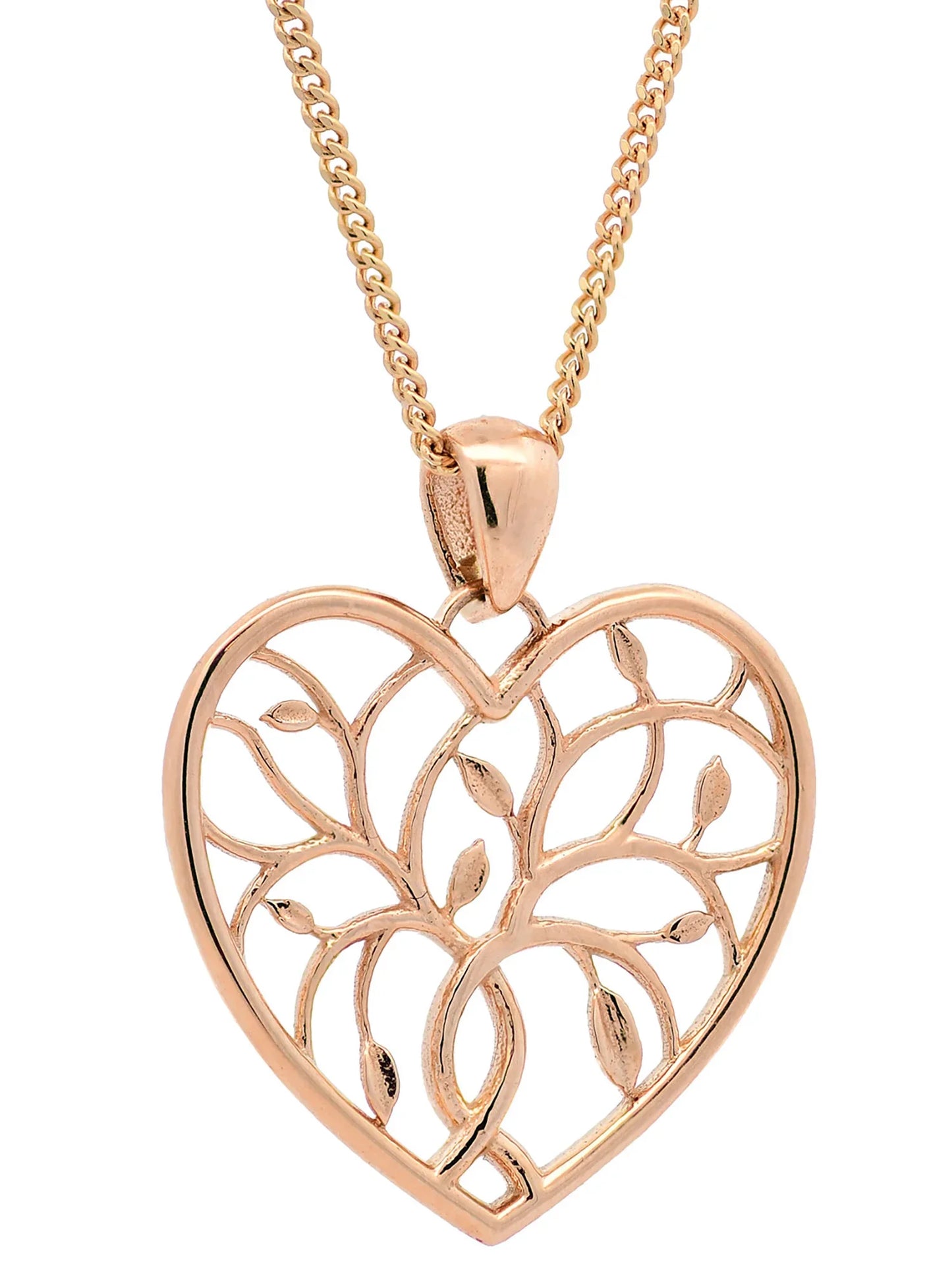Halskette Anhänger Liebesherz mit 1,1 mm Goldkette 585-14 Karat Gold