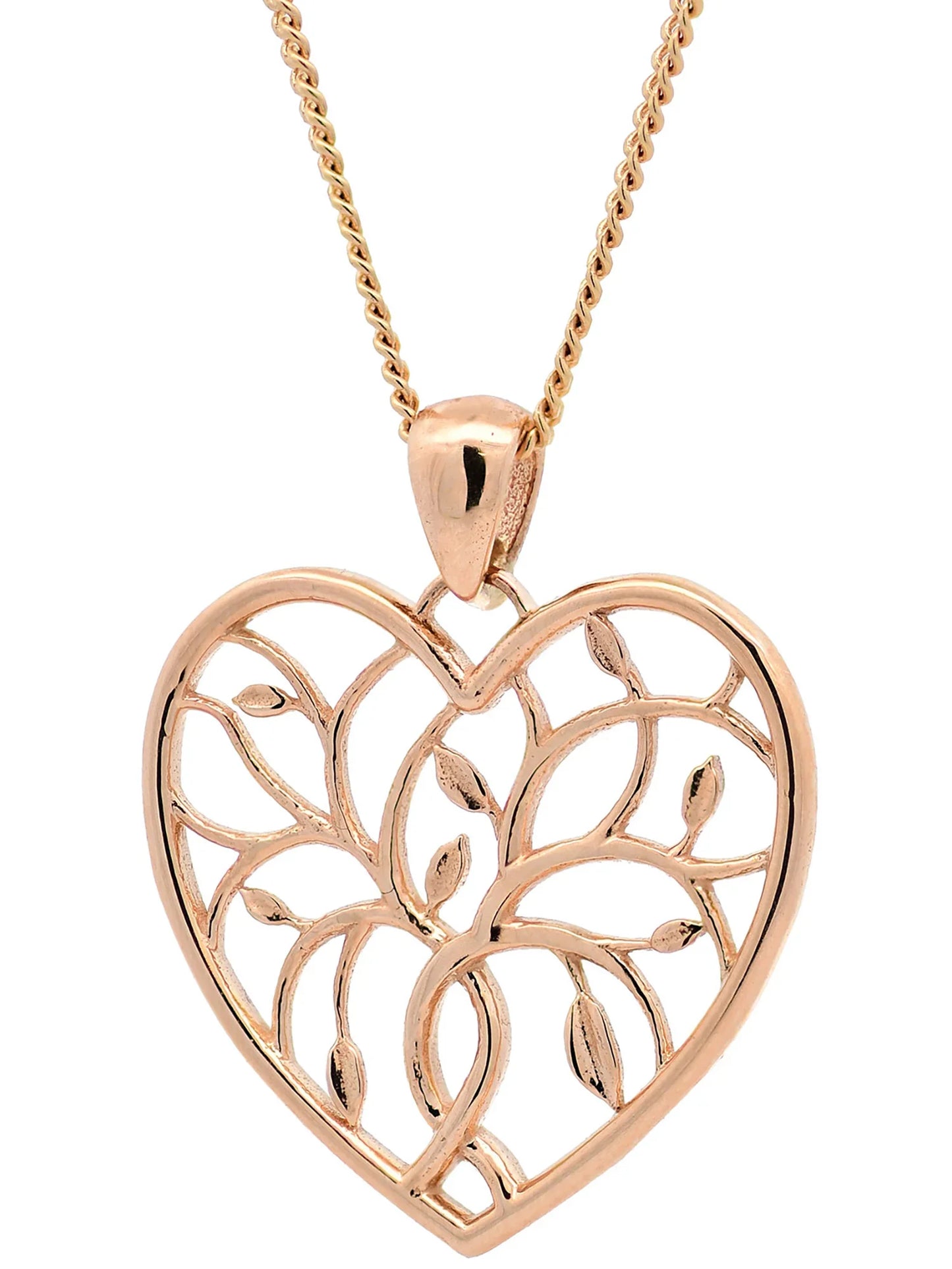 Halskette Anhänger Liebesherz mit 1,1 mm Goldkette 585-14 Karat Gold