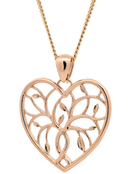 Halskette Anhänger Liebesherz mit 1,1 mm Goldkette 585-14 Karat Gold