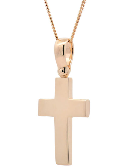 Halskette Anhänger Kreuz mit 1,1 mm Goldkette 585-14 Karat Gold