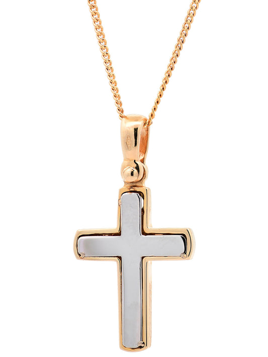 Halskette Anhänger Kreuz mit 1,1 mm Goldkette 585-14 Karat Gold