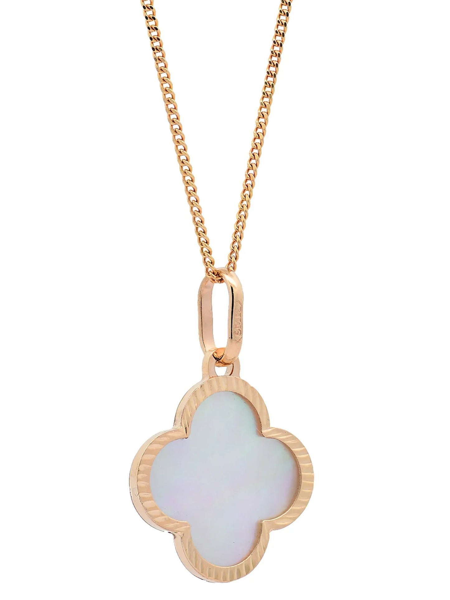 Anhänger Blume klein Perlmutt mit 1,1 mm Goldkette 585-14 Karat Gold