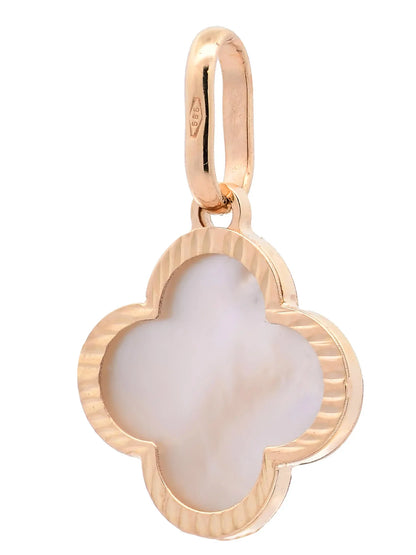 Anhänger Blume klein Perlmutt mit 1,1 mm Goldkette 585-14 Karat Gold