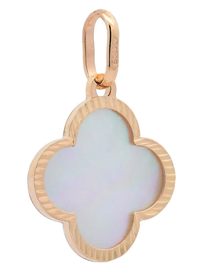 Anhänger für Halskette Blume klein Perlmutt massiv 585-14 Karat Gold