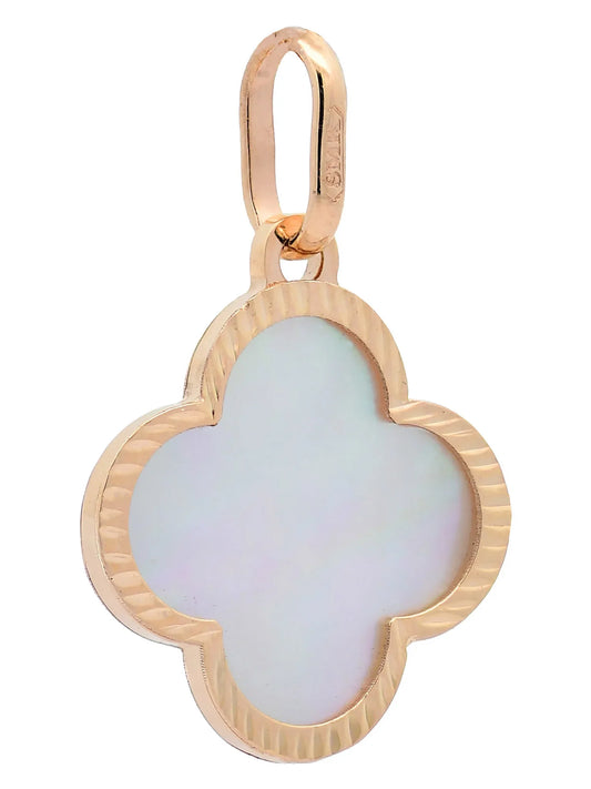 Anhänger für Halskette Blume klein Perlmutt massiv 585-14 Karat Gold