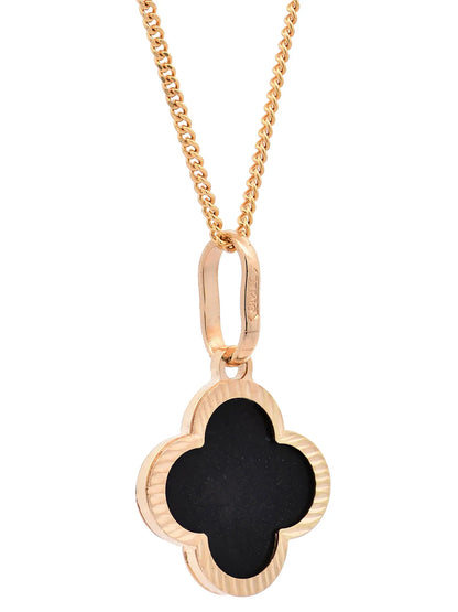 Anhänger Blume klein Onyx mit 1,1 mm Goldkette 585-14 Karat Gold