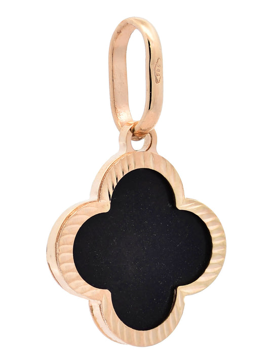 Anhänger für Halskette Blume klein Onyx echt massiv 585-14 Karat Gold