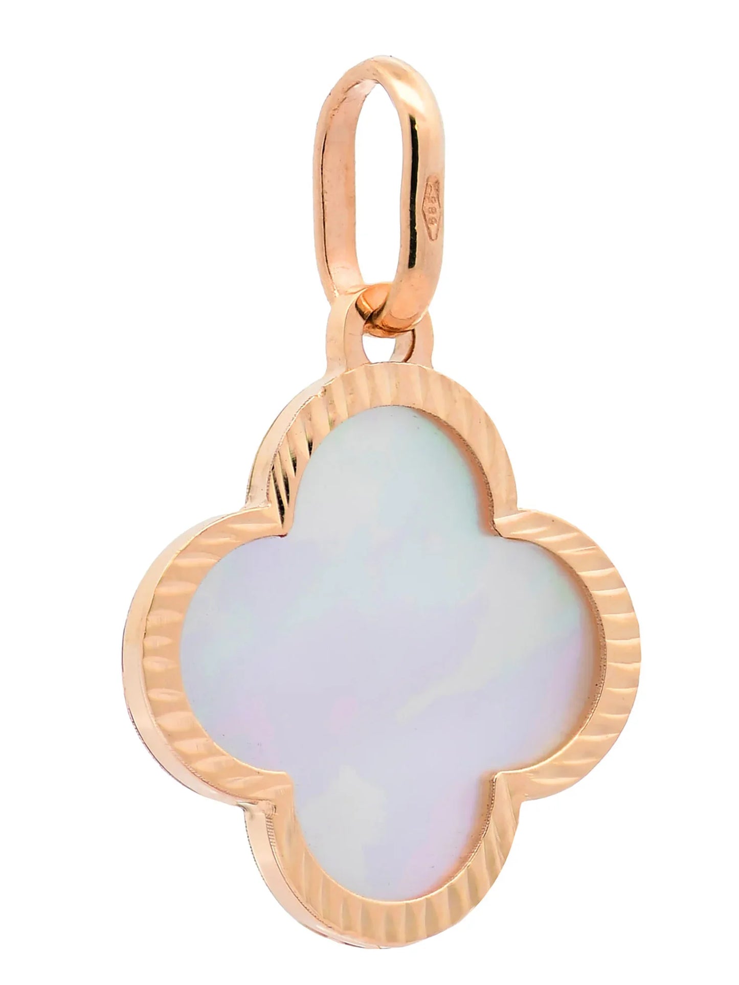 Anhänger Blume Perlmutt mit 1,1 mm Goldkette 585-14 Karat Gold