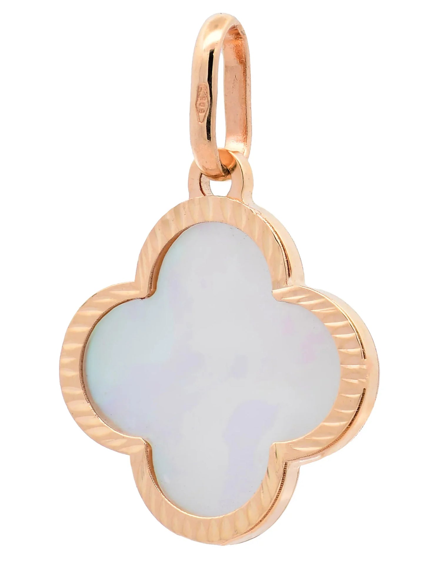 Anhänger Blume Perlmutt mit 1,1 mm Goldkette 585-14 Karat Gold