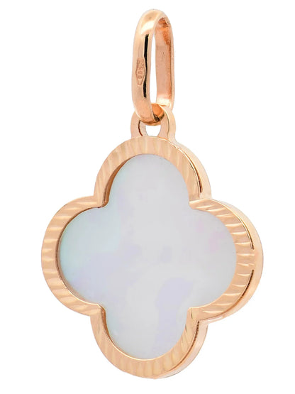 Anhänger Blume Perlmutt mit 1,1 mm Goldkette 585-14 Karat Gold